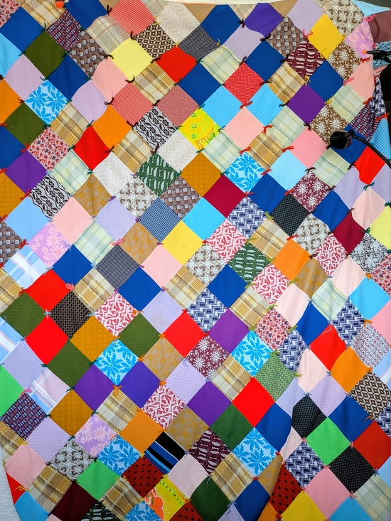 Handmade Other - Vintage Handmade Square On Point Patchwork Quilt Blanket 1960's